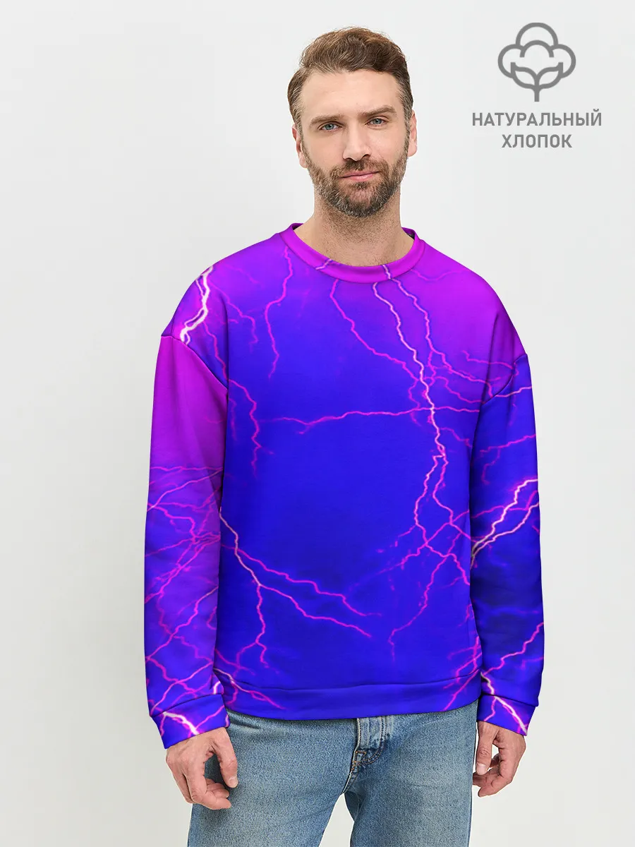Мужской свитшот базовый / НЕОНОВАЯ МОЛНИЯ