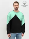Мужской свитшот базовый / неровные зубья черный мятный