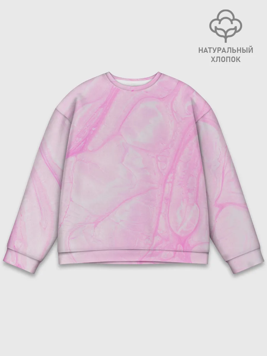Мужской свитшот базовый / розовые разводы краска зефир