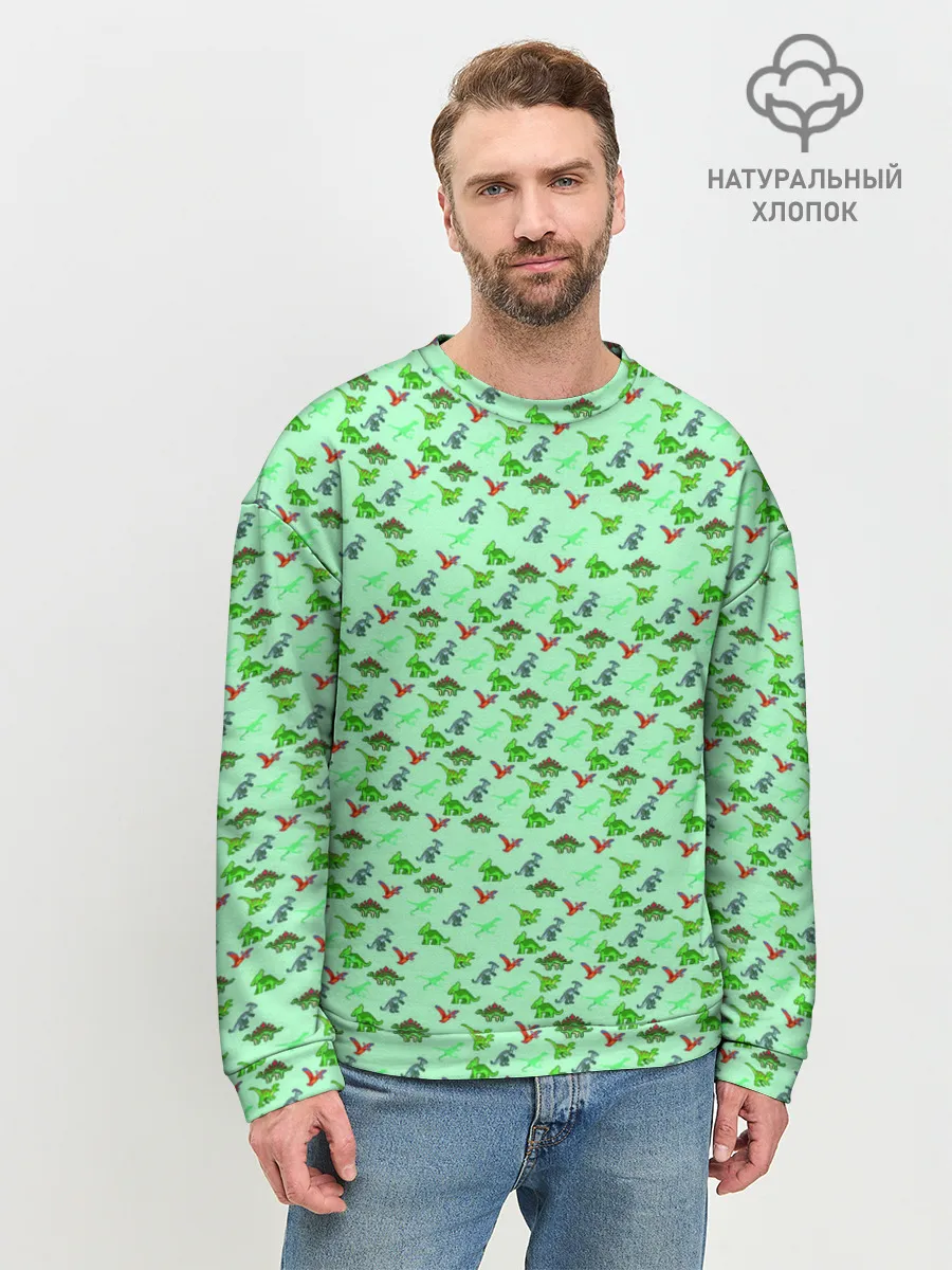 Мужской свитшот базовый / dinosaurs green