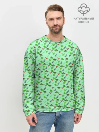 Мужской свитшот базовый / dinosaurs green