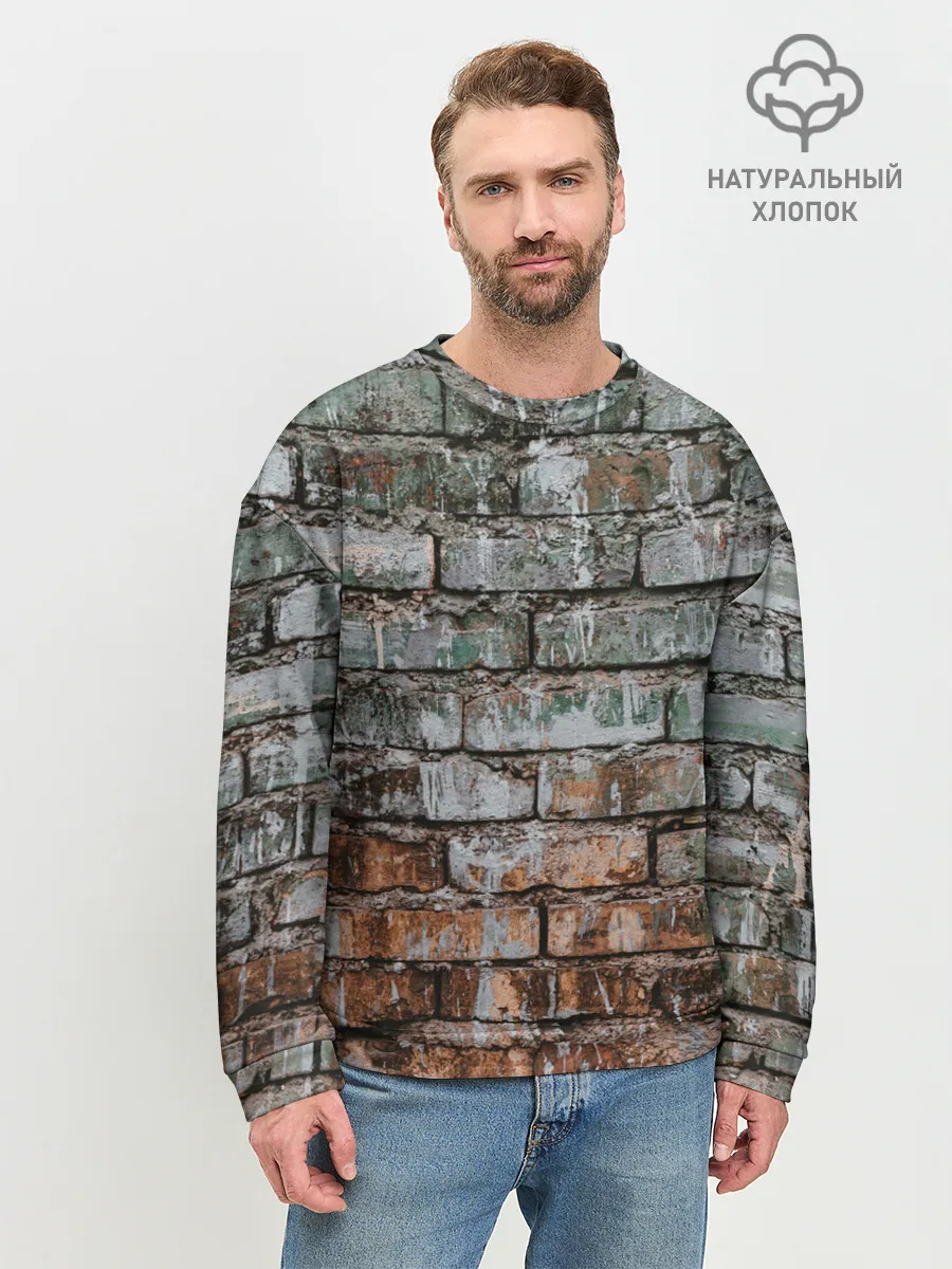 Мужской свитшот базовый / кирпичная стена потеки краска