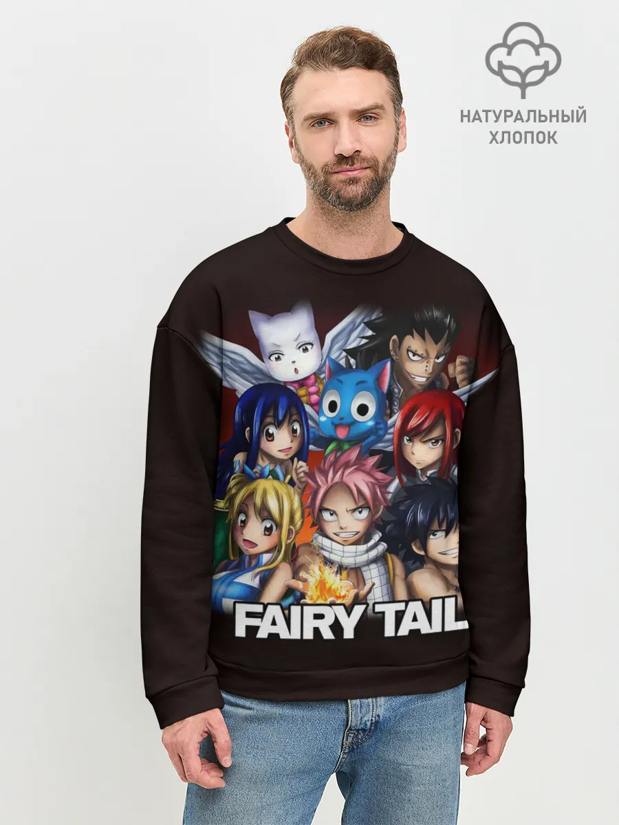 Мужской свитшот базовый / Fairy Tail logo and heroes
