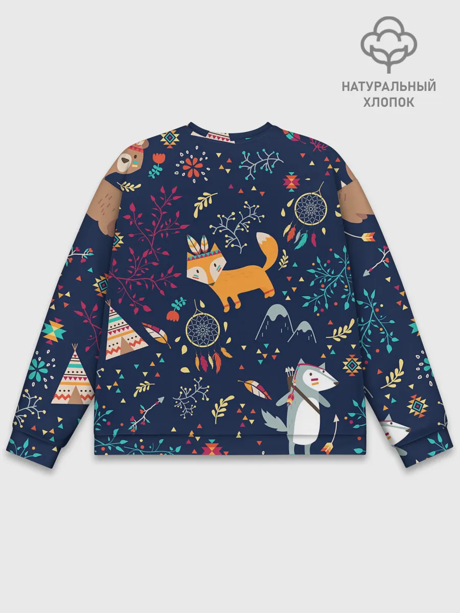 Мужской свитшот базовый / Звери природа индейцы этно