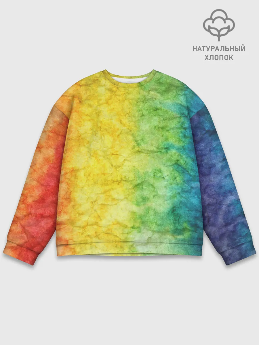Мужской свитшот базовый / разноцветный акварель градиент