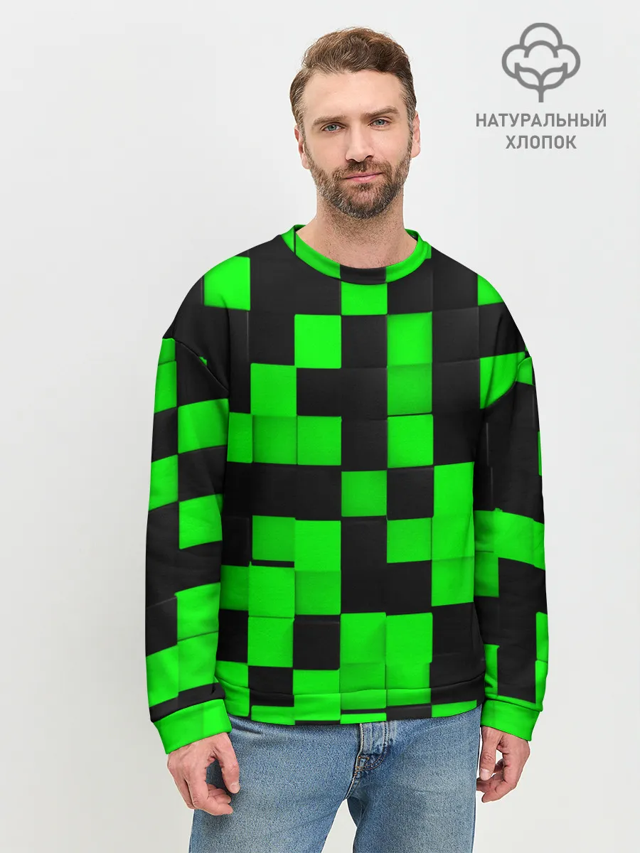 Мужской свитшот базовый / ЗЕЛЕНЫЕ КУБИКИ
