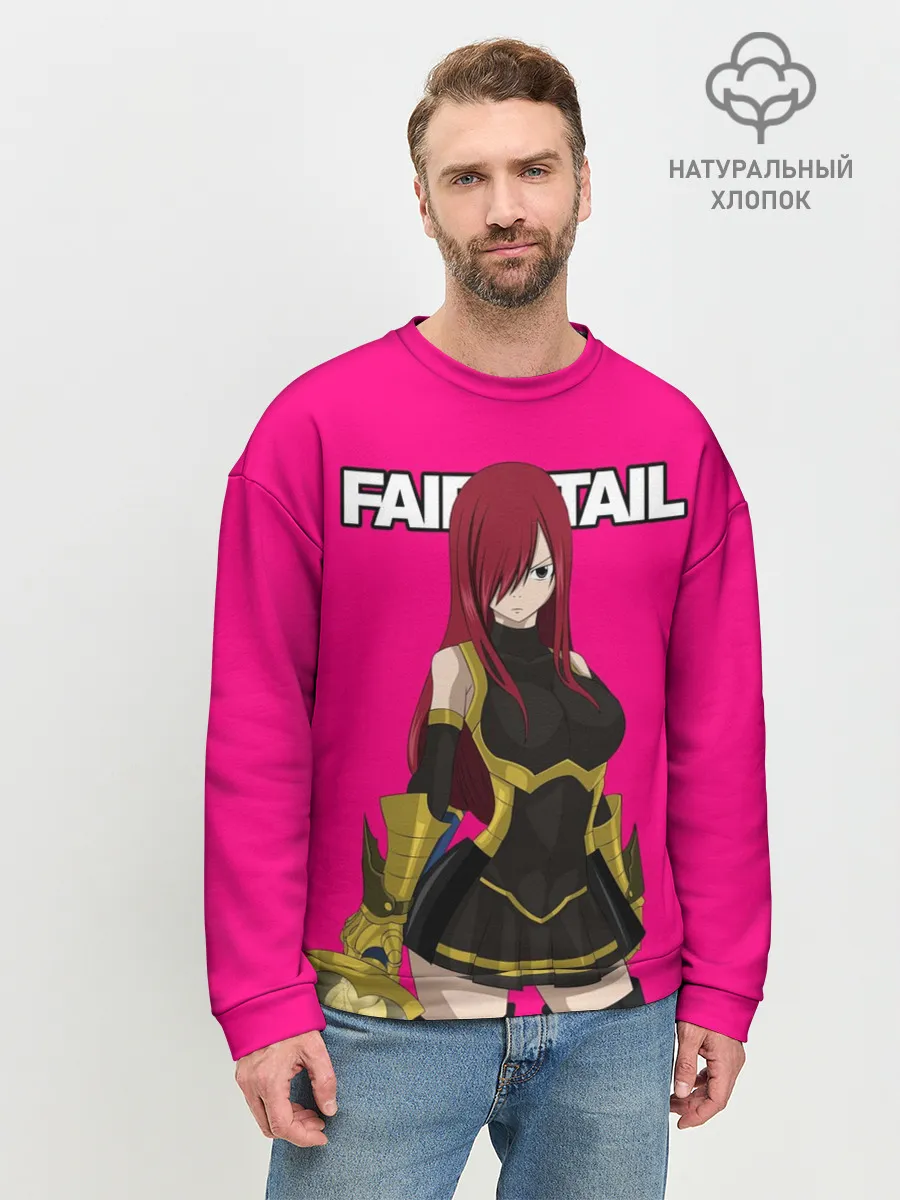 Мужской свитшот базовый / Эльза на розовом фоне