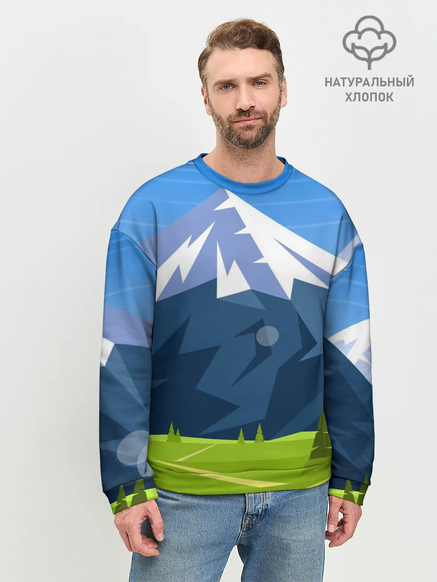 Мужской свитшот базовый / Горы пейзаж природа вектор