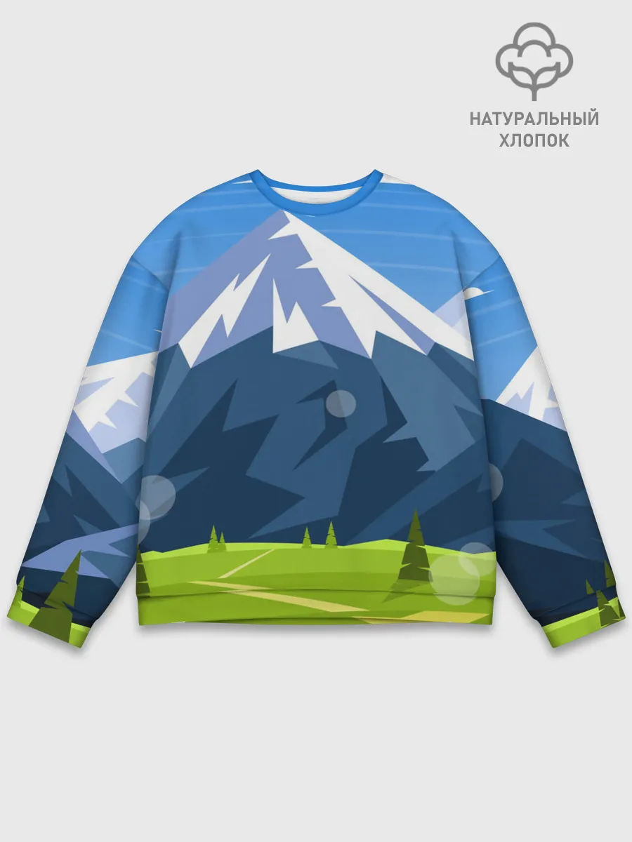Мужской свитшот базовый / Горы пейзаж природа вектор