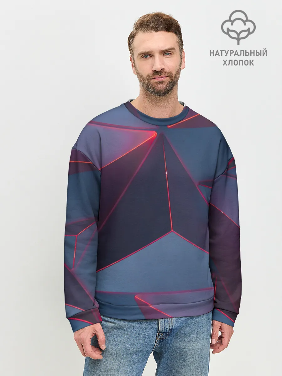 Мужской свитшот базовый / Неоновый треугольник.