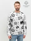 Мужской свитшот базовый / Котики | ЧБ