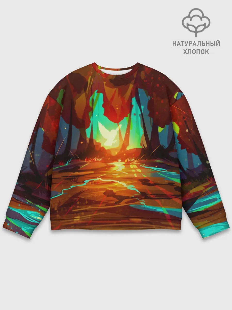 Мужской свитшот базовый / Птица света в волшебном лесу