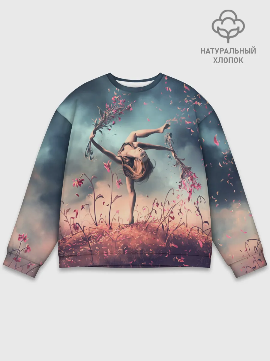 Мужской свитшот базовый / Танцующая с цветами ведьма
