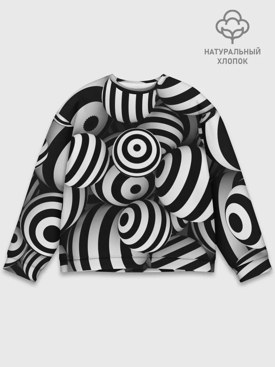 Мужской свитшот базовый / Полосатые 3D круги