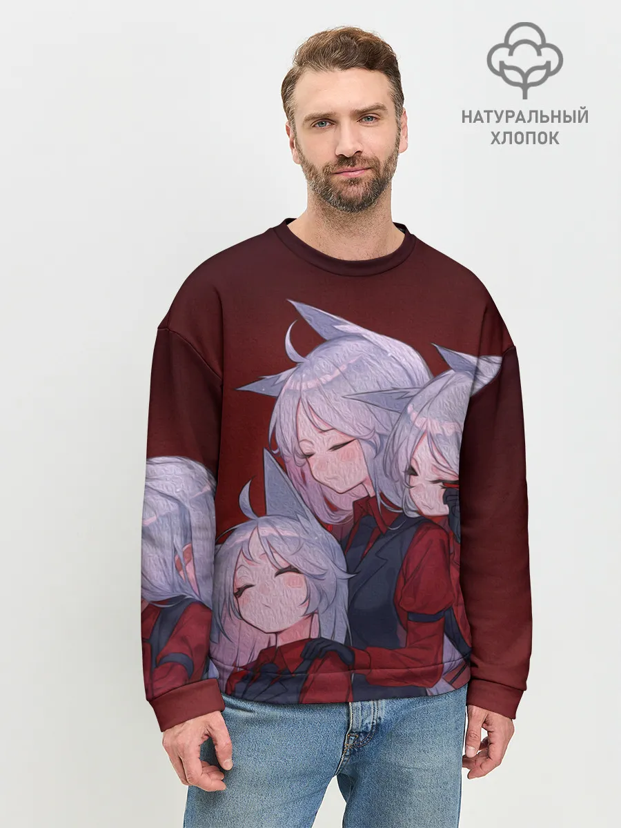 Мужской свитшот базовый / Cerberus обнимаются втроем Helltaker