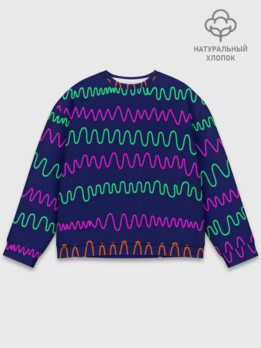 Мужской свитшот базовый / Линии разными ручками на синем