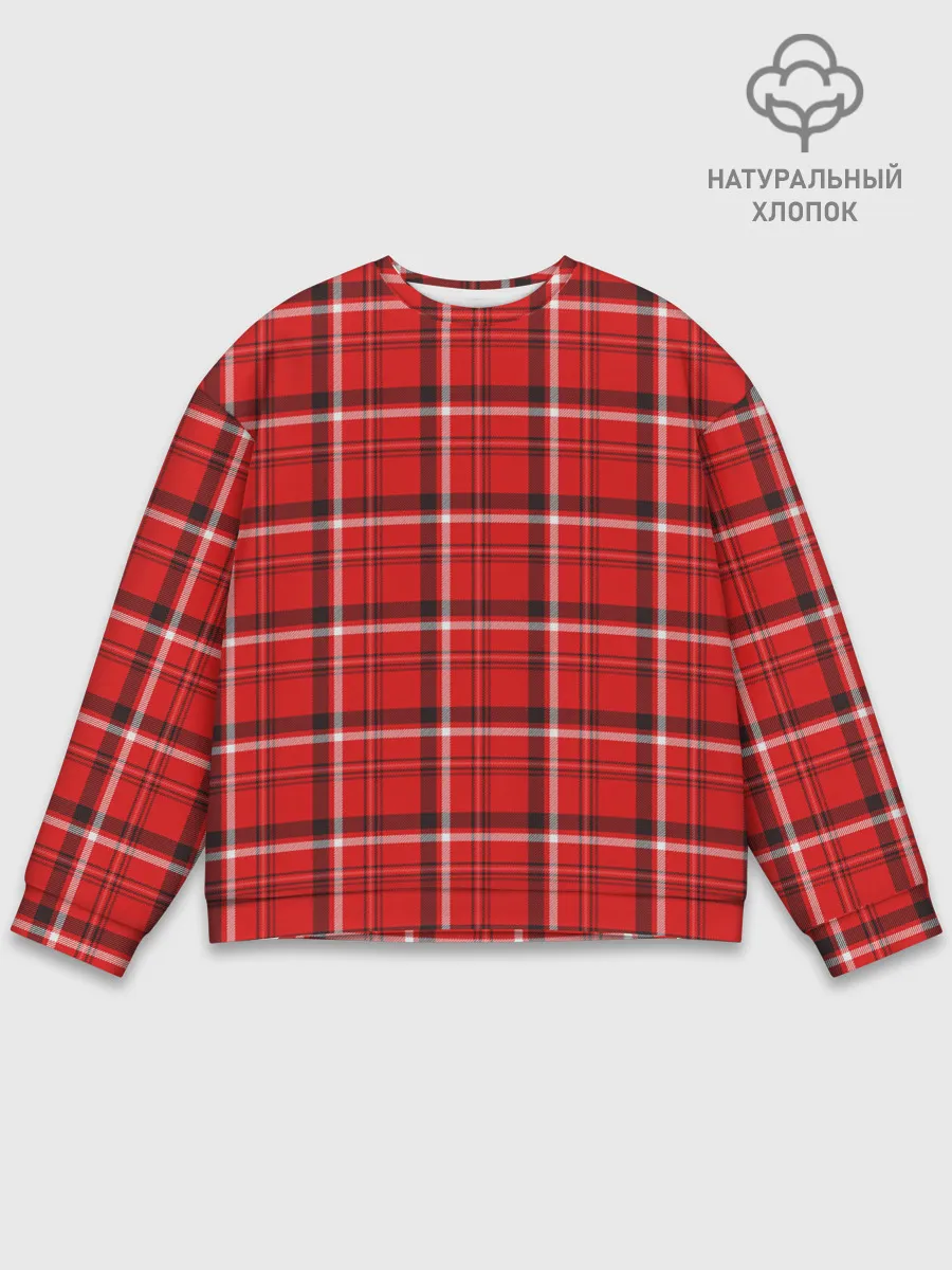 Мужской свитшот базовый / Красная клеточка