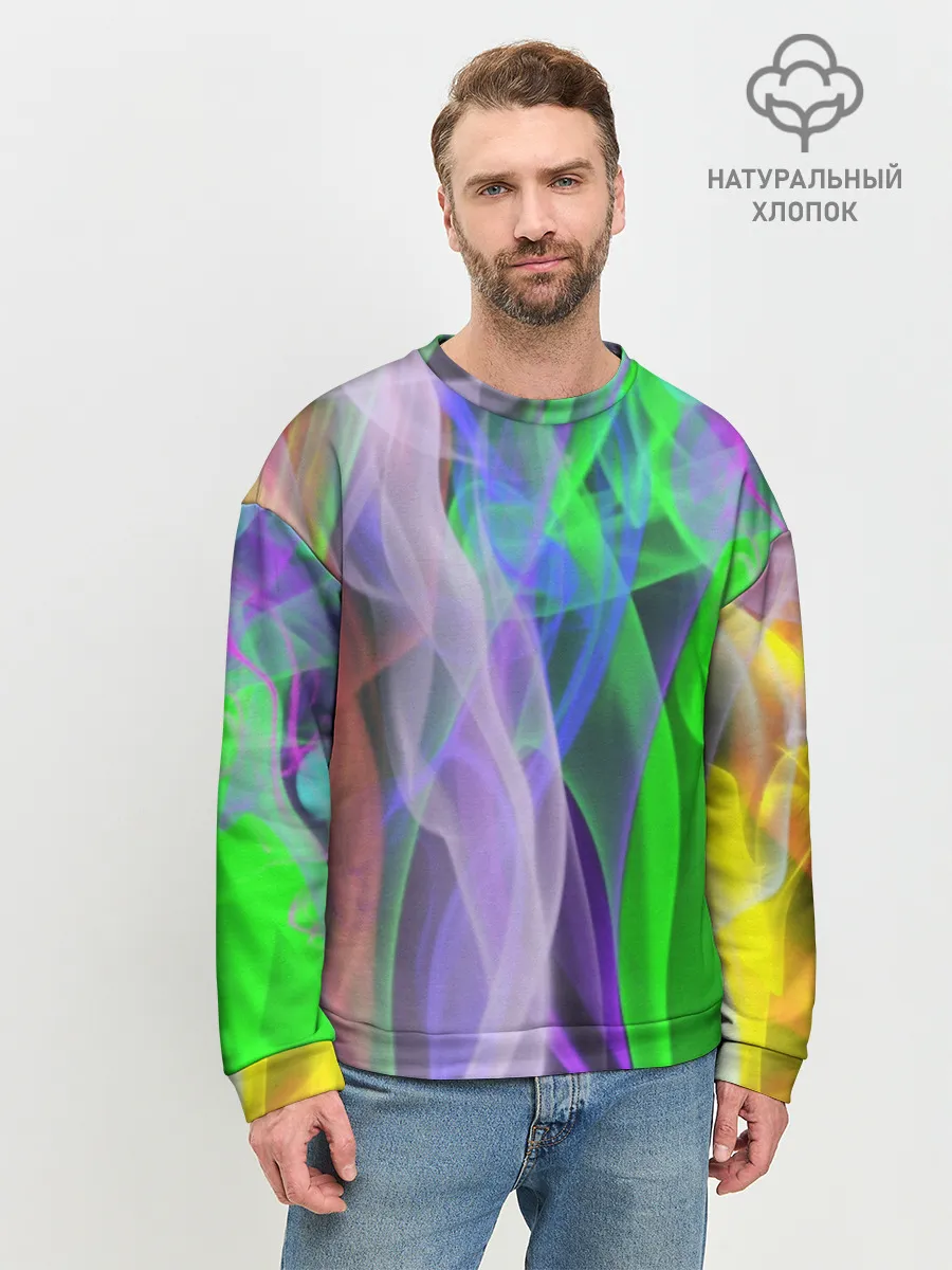 Мужской свитшот базовый / ДЫМ ЦВЕТНОЙ / ОГОНЬ