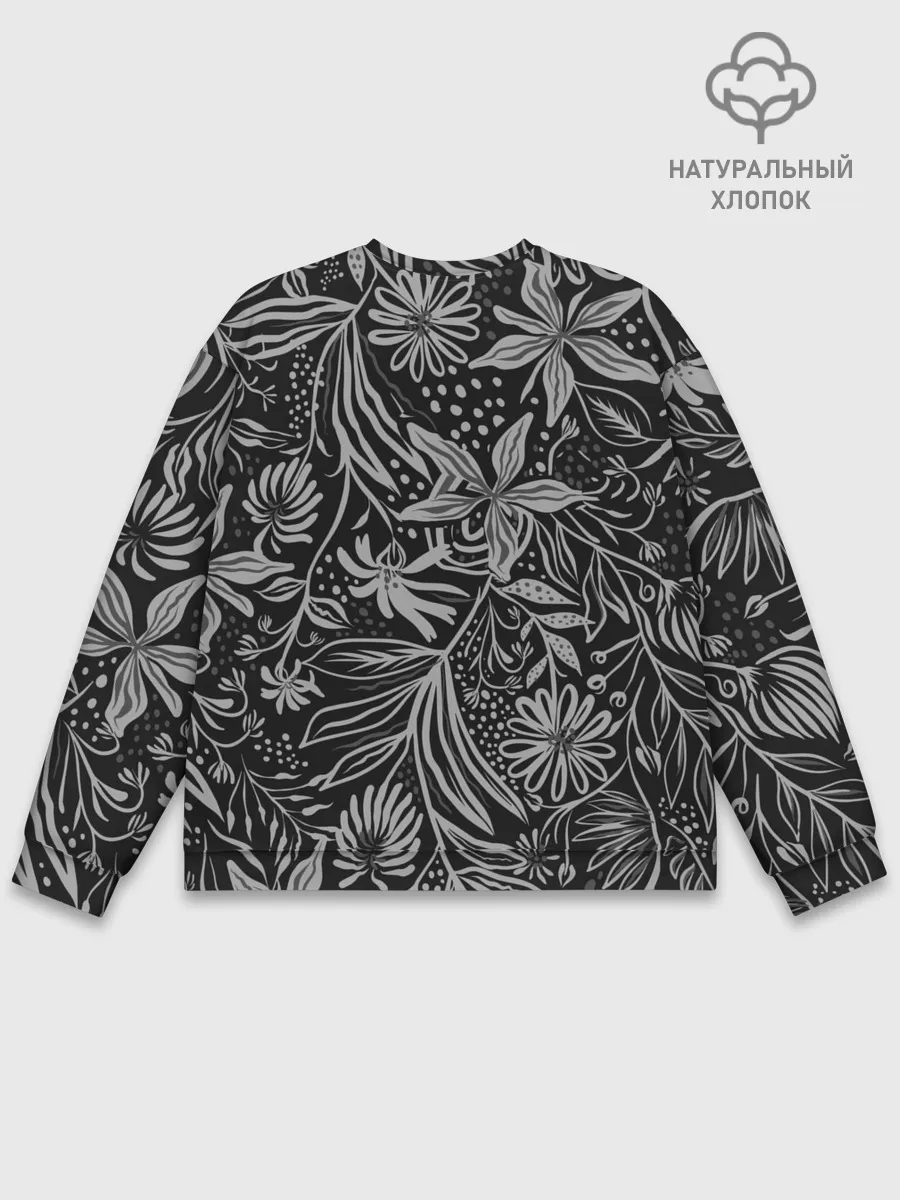 Мужской свитшот базовый / Флора | Черно Белая