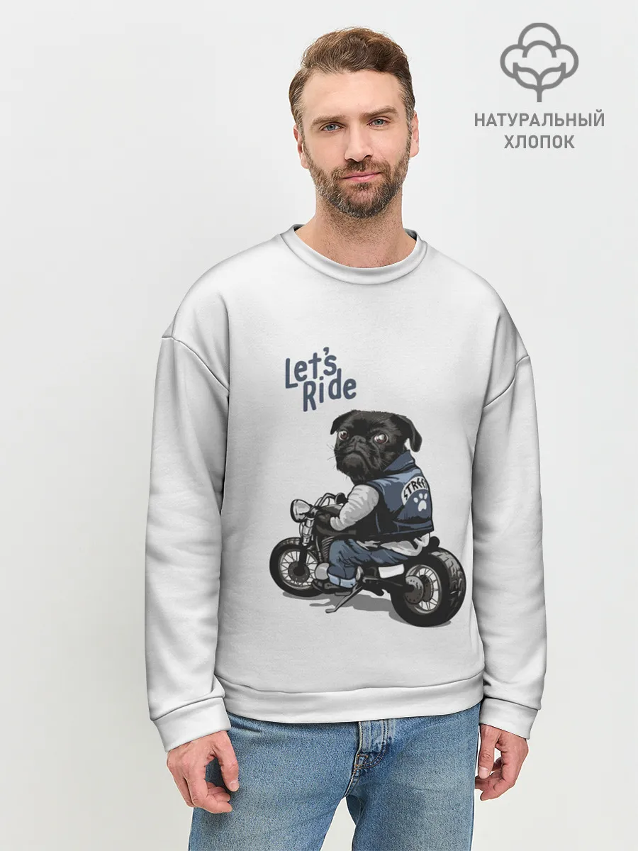 Мужской свитшот базовый / Pug Rider | Байкер Мопс