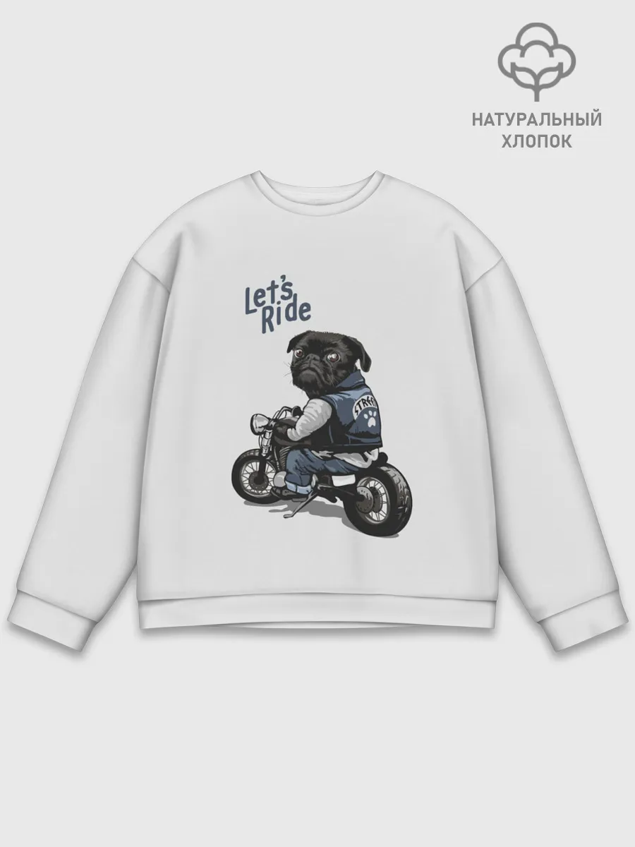 Мужской свитшот базовый / Pug Rider | Байкер Мопс