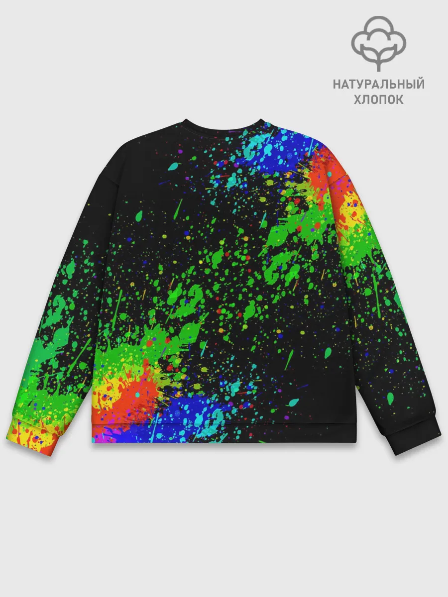 Мужской свитшот базовый / Врывающийся Монки. Радужный фон