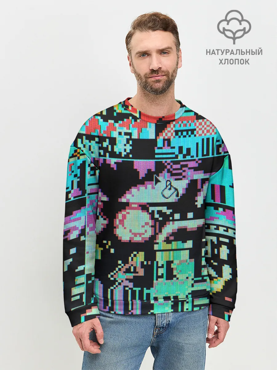 Мужской свитшот базовый / ГЛИТЧ / GLITCH ЗАСТАВКА