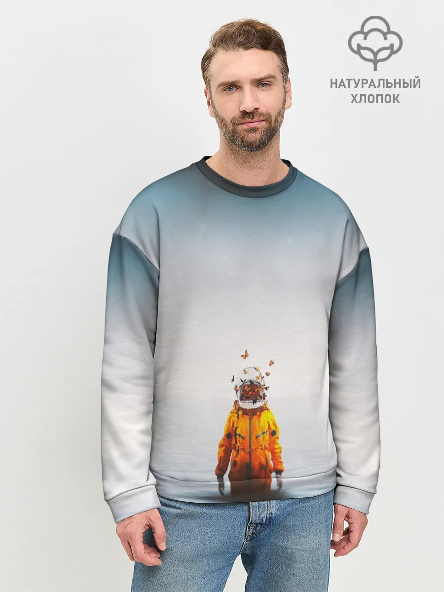 Мужской свитшот базовый / КОСМОНАВТ В МОРЕ