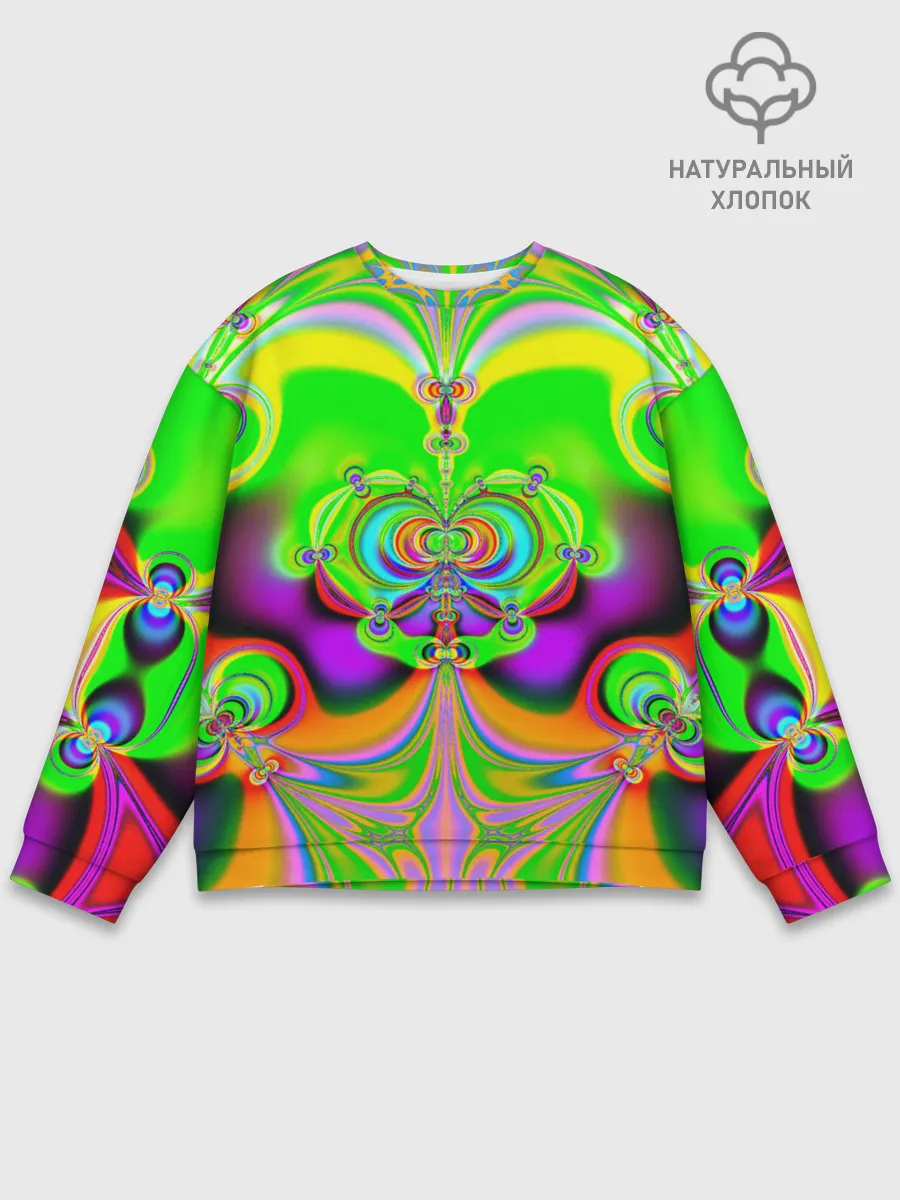 Мужской свитшот базовый / КИСЛОТНЫЙ ФРАКТАЛ ГЕОМЕТРИЯ