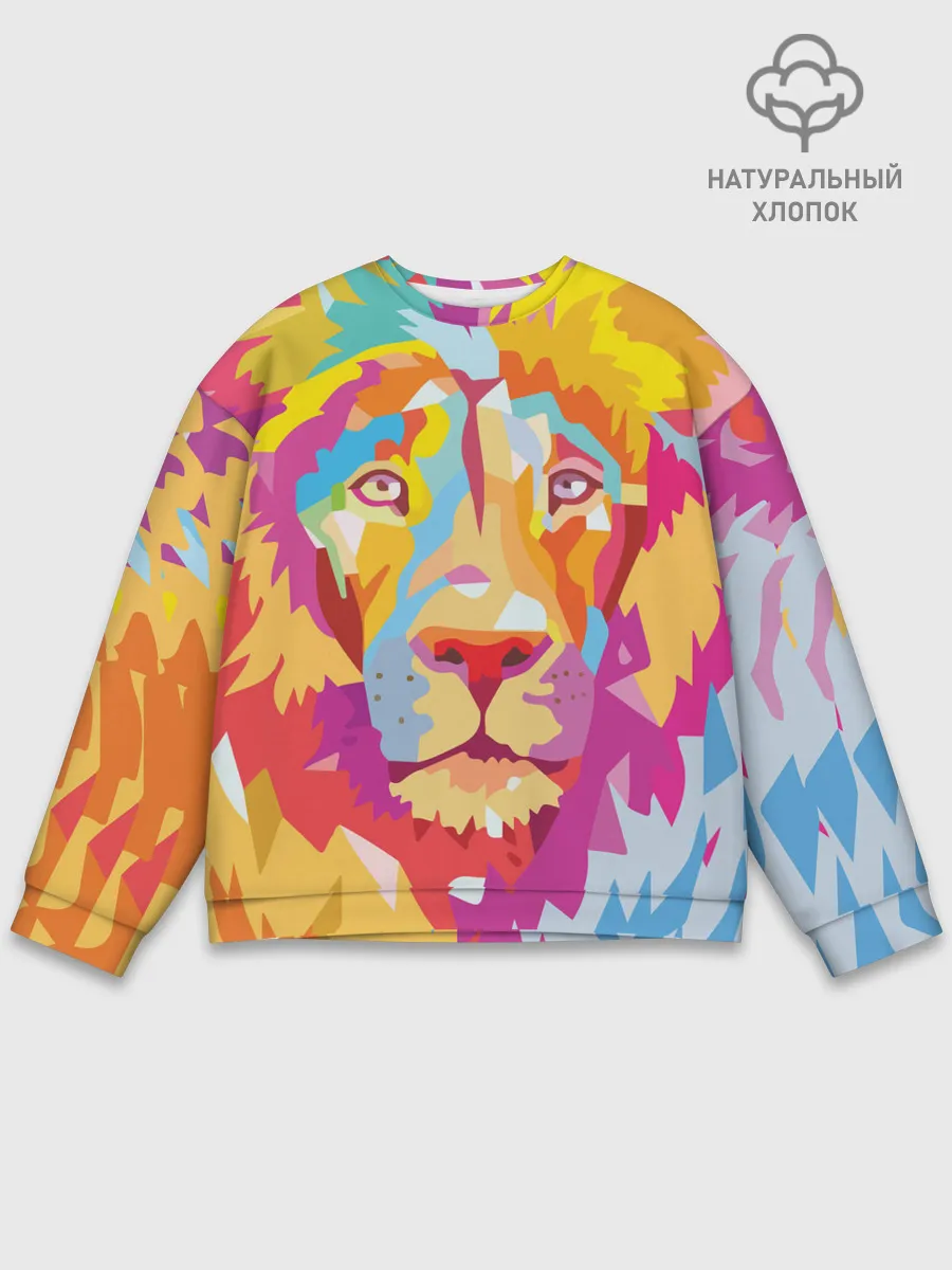 Мужской свитшот базовый / Акварельный лев