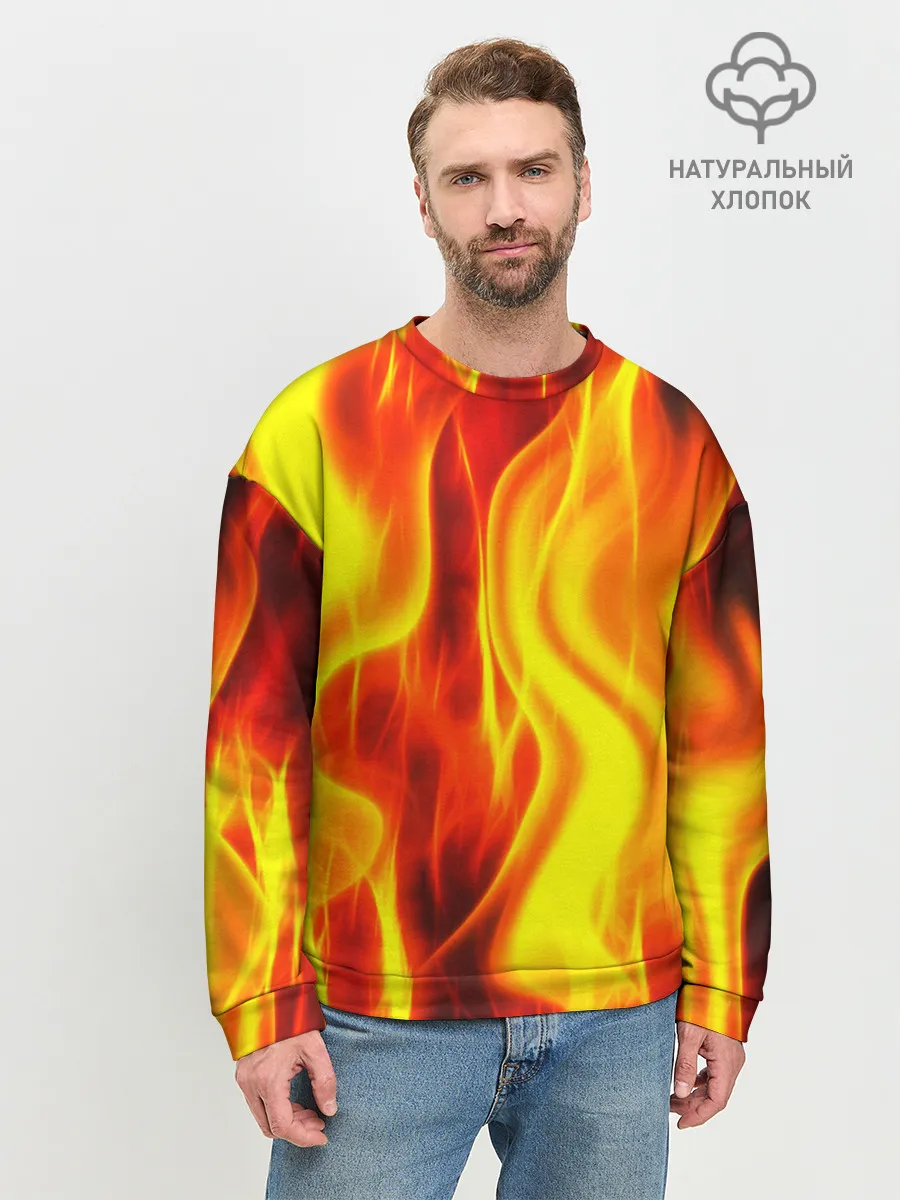Мужской свитшот базовый / Неон Огонь
