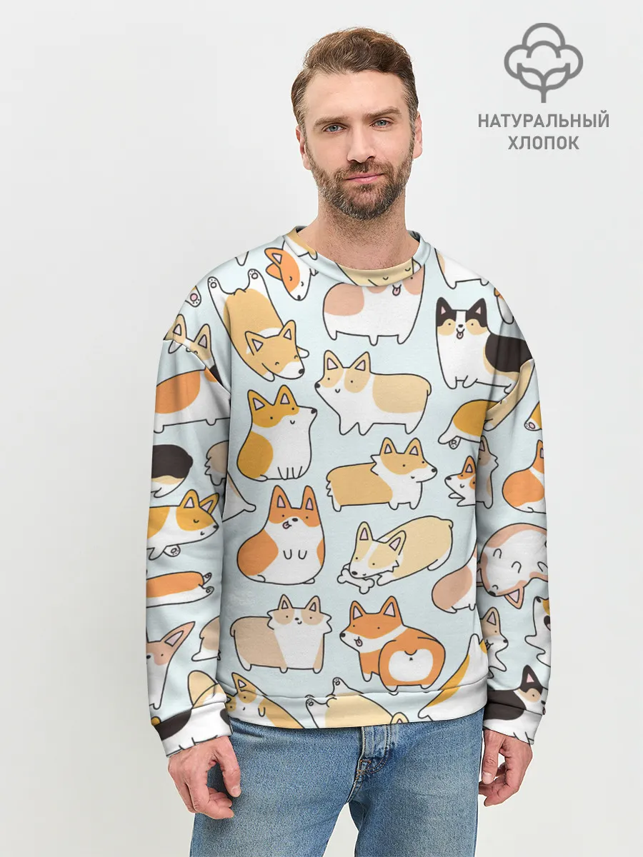 Мужской свитшот базовый / Стая корги