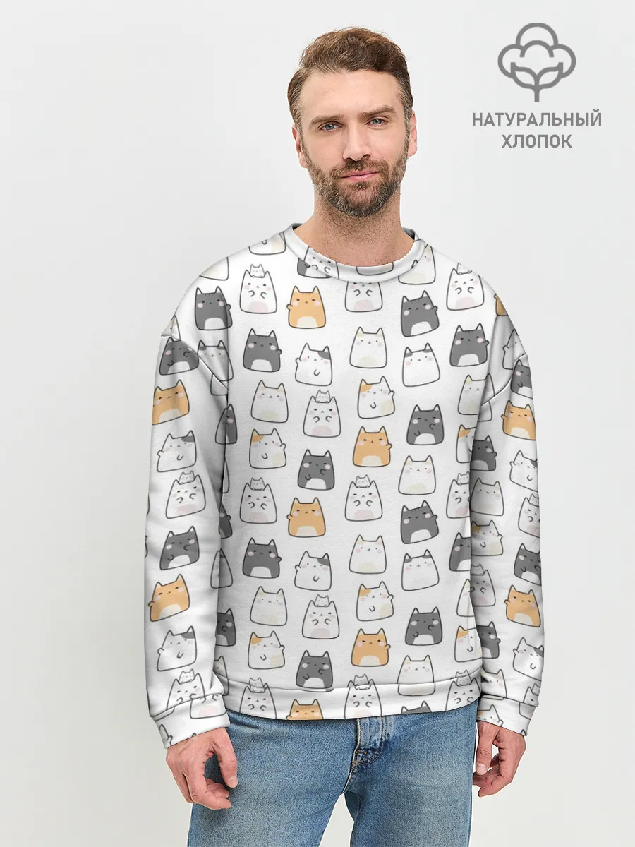 Мужской свитшот базовый / Толстые котики