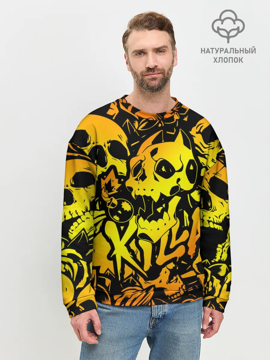 Мужской свитшот базовый / KILLA оранжевые черепа