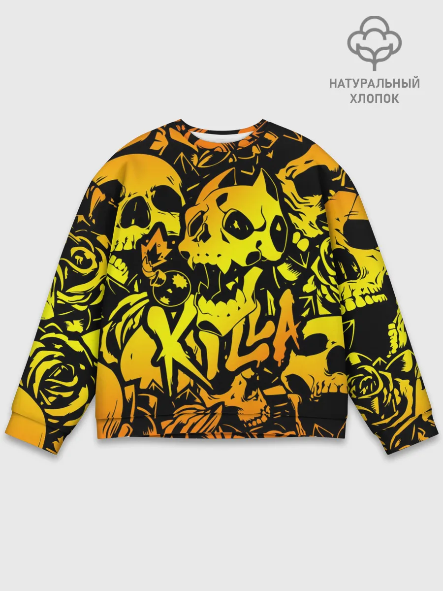 Мужской свитшот базовый / KILLA оранжевые черепа