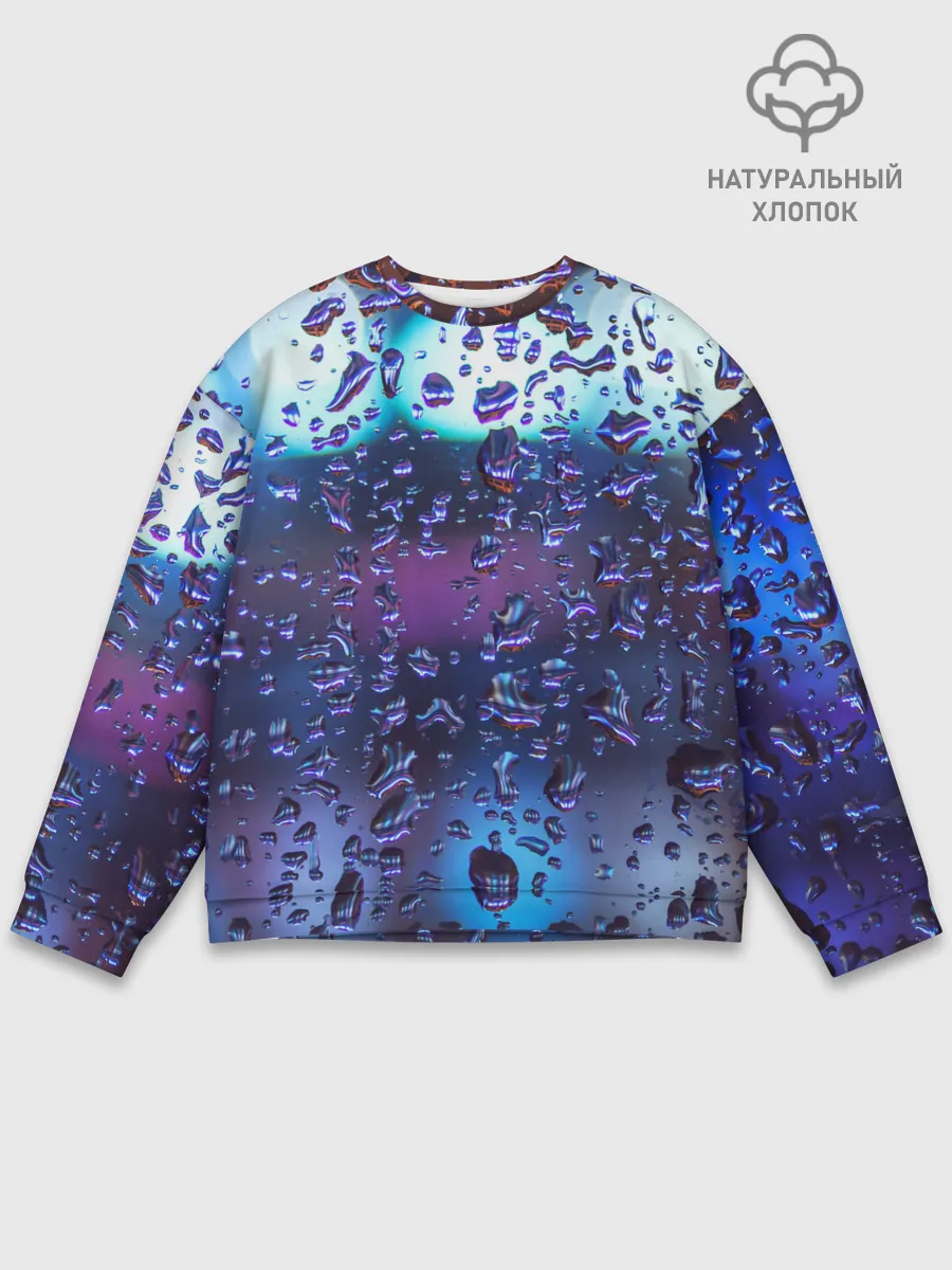 Мужской свитшот базовый / Капли на стекле макро