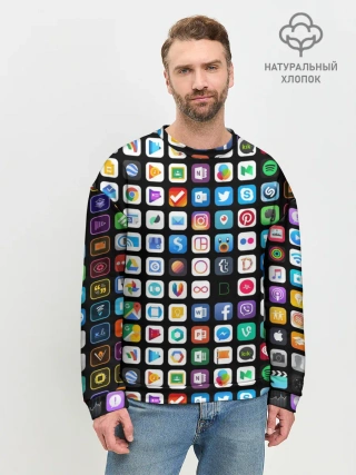 Мужской свитшот базовый / Iphone and Apps Icons
