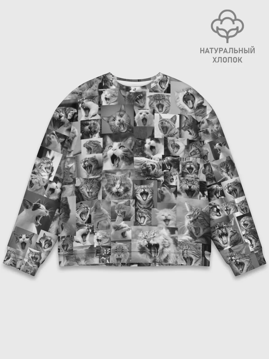 Мужской свитшот базовый / Неко ахегао чб