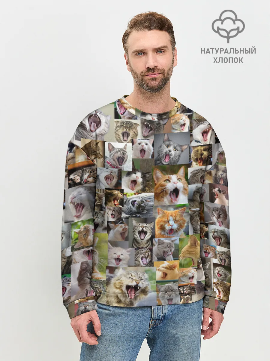Мужской свитшот базовый / Неко ахегао цвет
