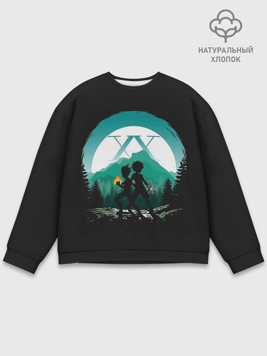 Мужской свитшот базовый / HH в круге бирюзовом