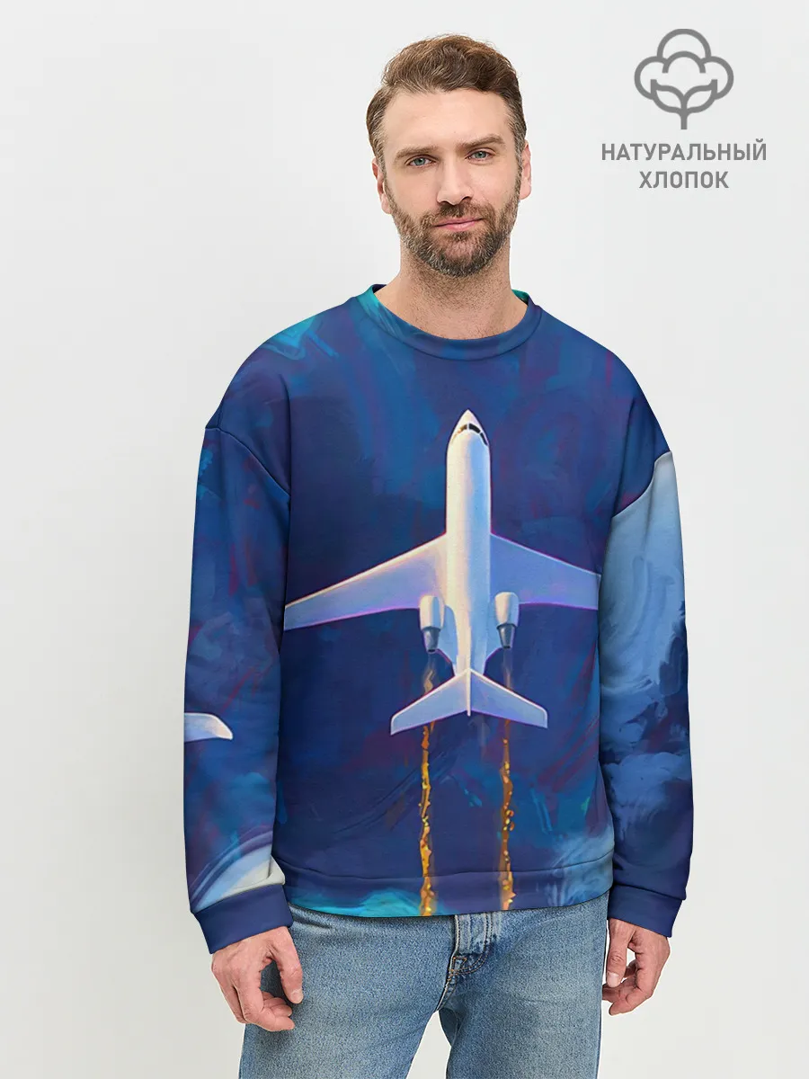 Мужской свитшот базовый / Самолёт на небе