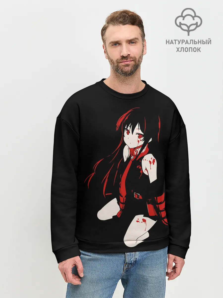 Мужской свитшот базовый / Убийца Акаме на черном фоне
