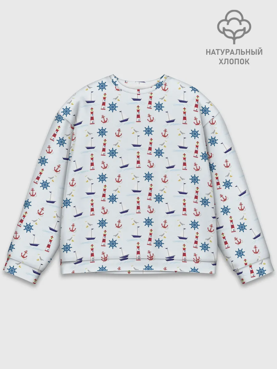 Мужской свитшот базовый / Кораблики да маяки