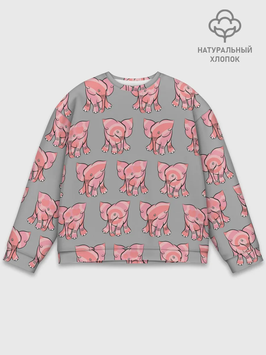 Мужской свитшот базовый / РОЗОВЫЕ СЛОНИКИ ПАТТЕРН