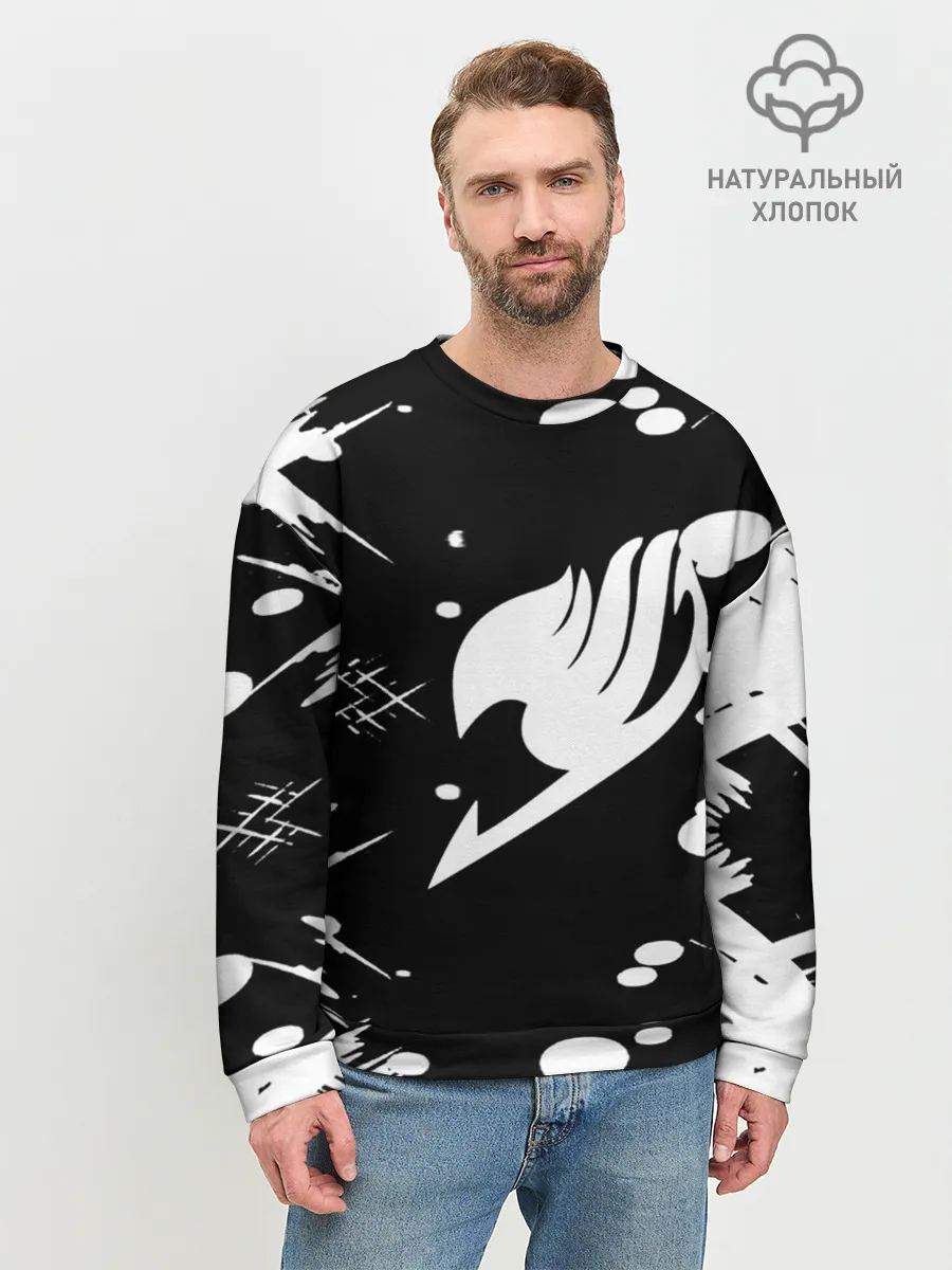Мужской свитшот базовый / Хвост Феи геометрия в чб