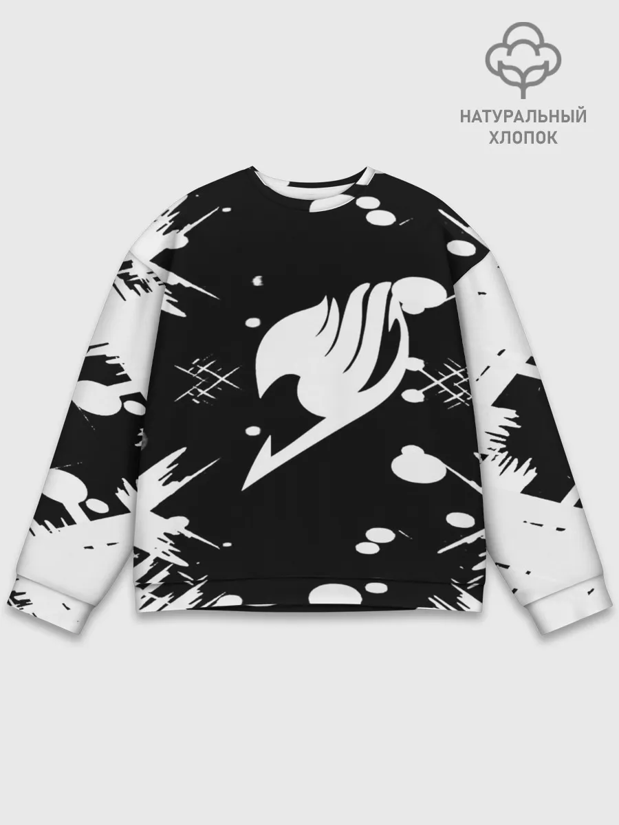 Мужской свитшот базовый / Хвост Феи геометрия в чб