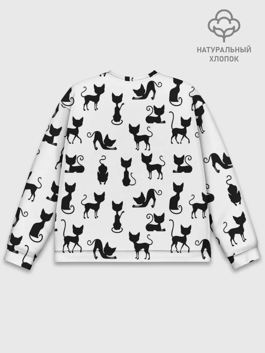 Мужской свитшот базовый / КОШКИ БЕЛОЕ НА ЧЕРНОМ