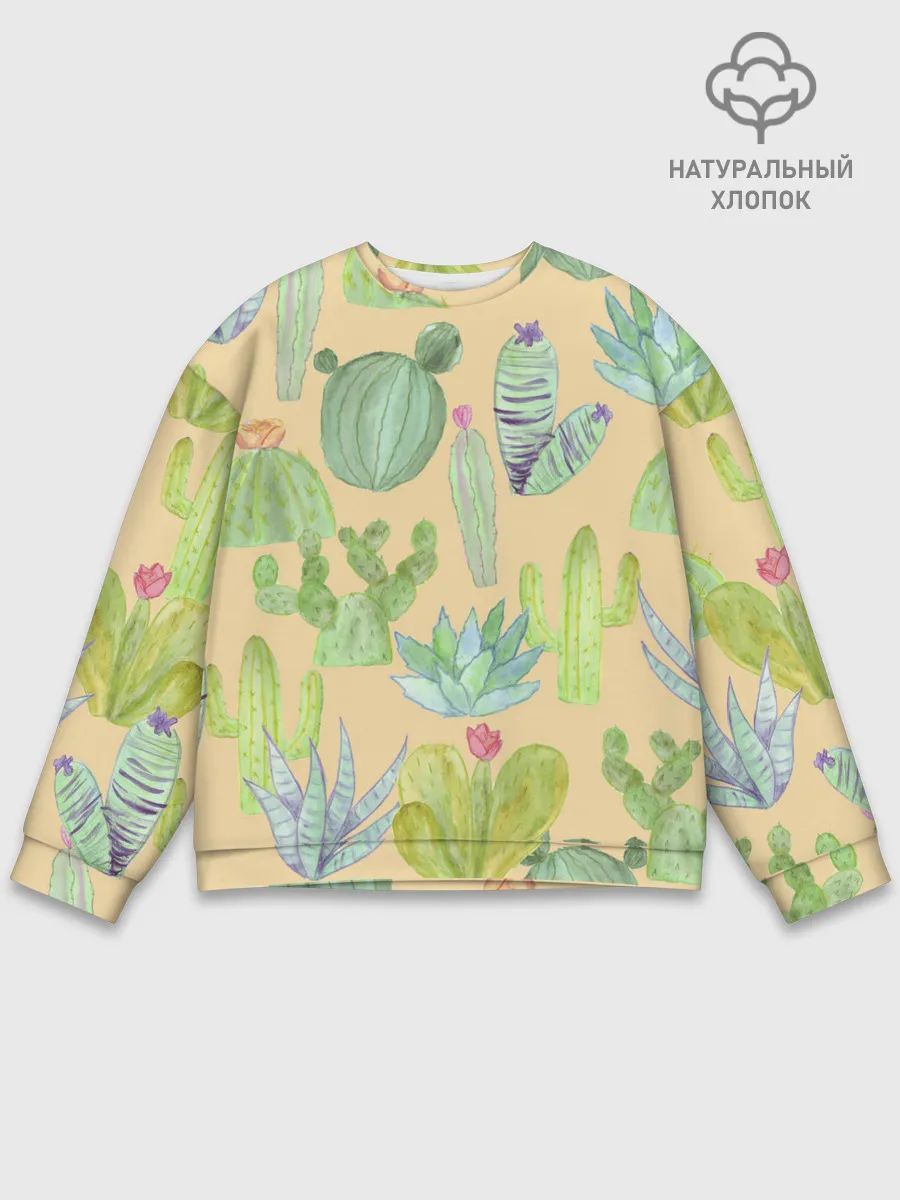 Мужской свитшот базовый / Кактусы в пустыне