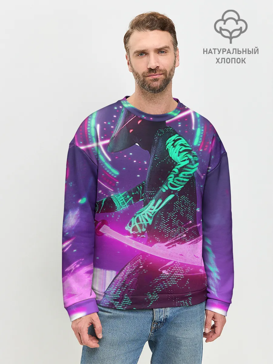 Мужской свитшот базовый / Неоновый Самурай