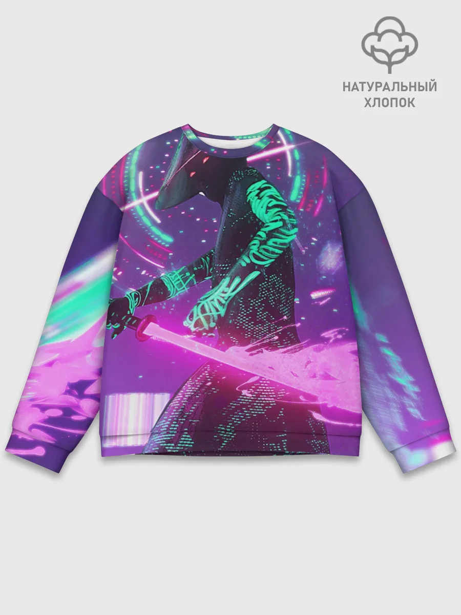 Мужской свитшот базовый / Неоновый Самурай